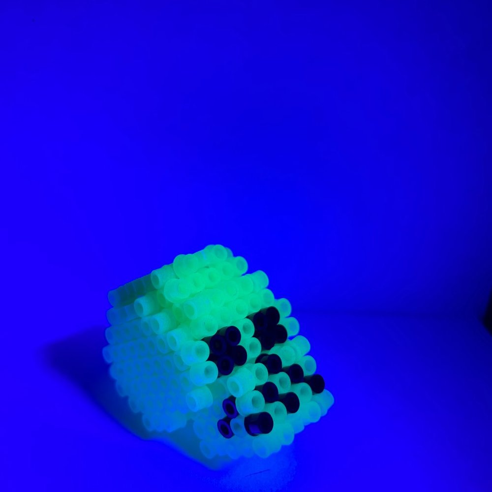 3D Perler Bead Figurine of Glowing Skull
